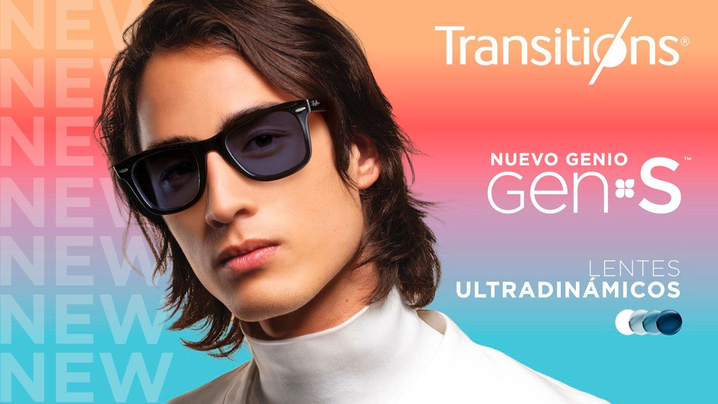 Anuncio colorido de la línea de gafas Transitions Gen Signature